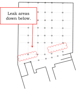 Condominium Building Parking Garage  - Leak Area Below