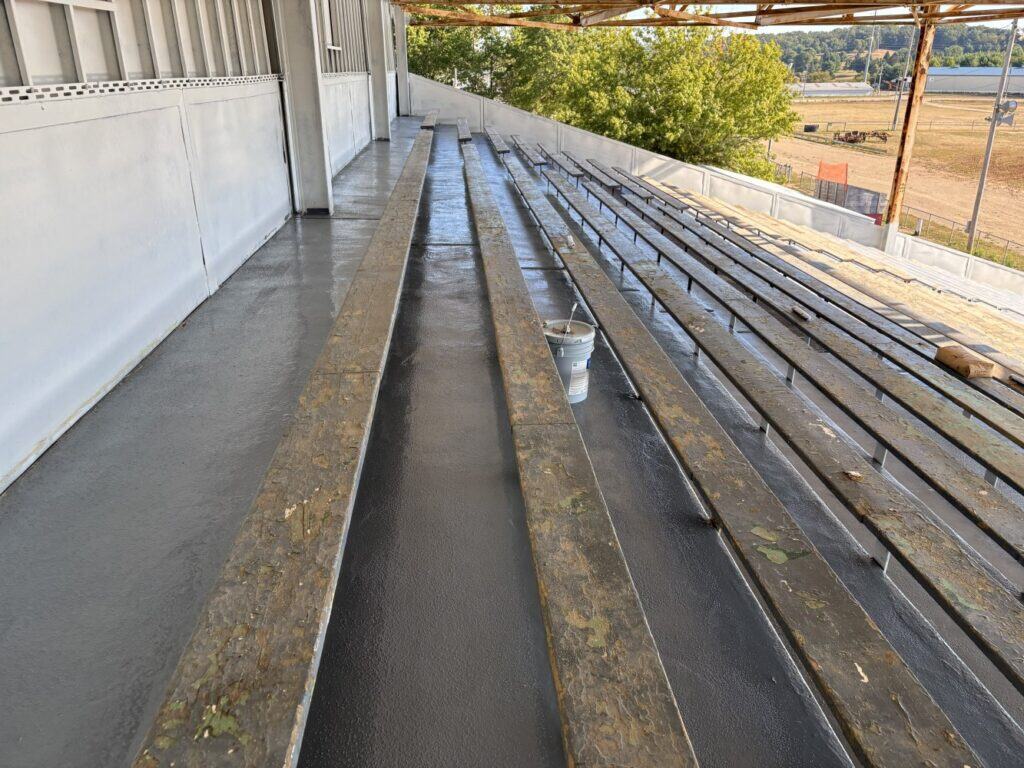 In process renovation of grandstand seating.